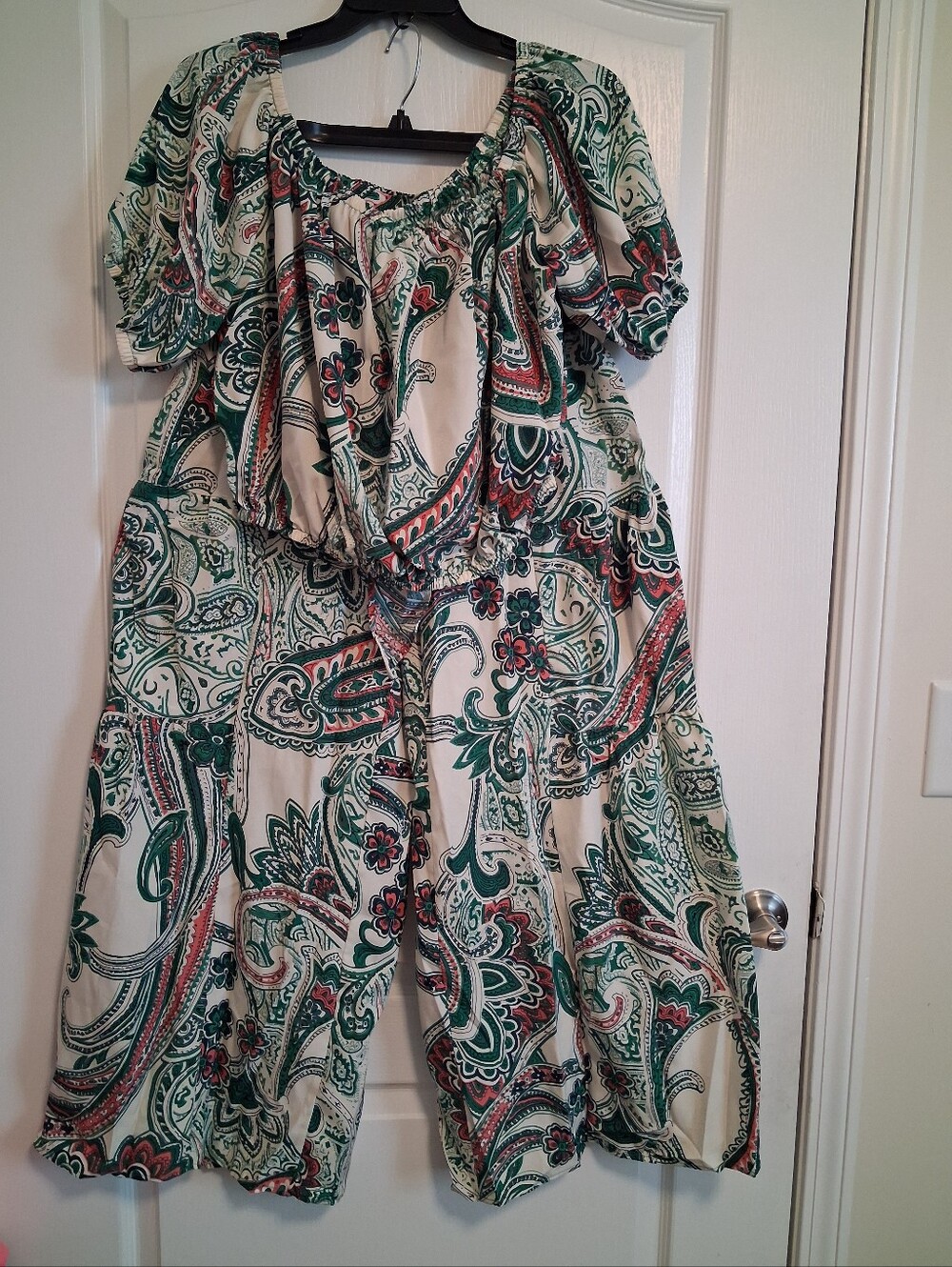 Women's Green Paisley 2pc Pant Set